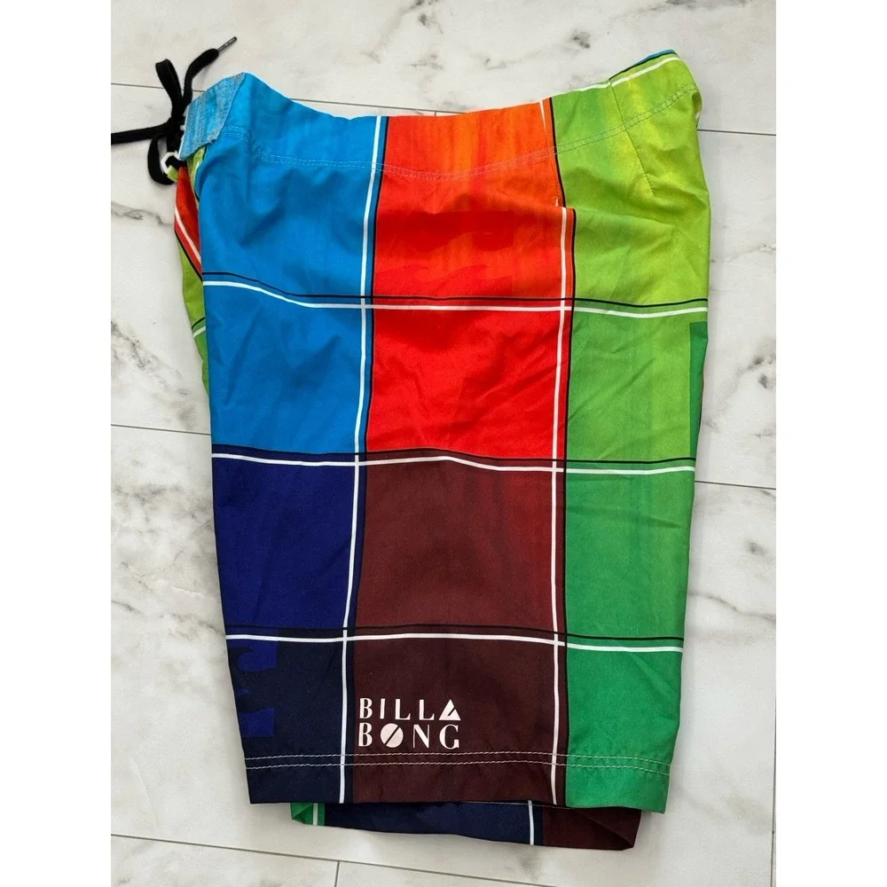 Billabong Boardshorts Mens 38 (actual 36) Checkered Beach Swim Shorts Retro